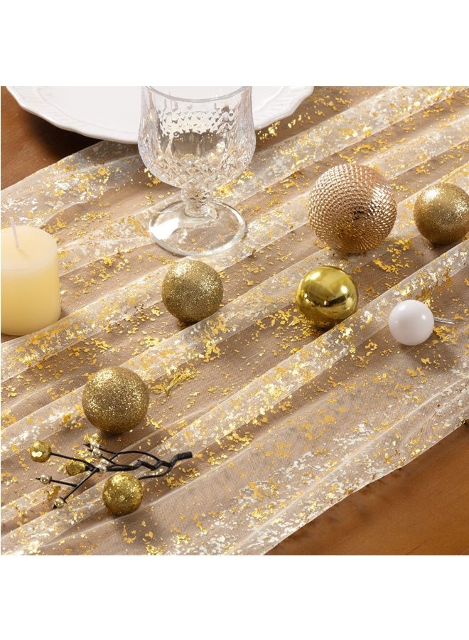 70 * 300cm gold watch runner transparent chiffon chiffon chiffon, glitter metal foil,  wedding anniversary, birthday party,  party event,  Christmas table decoration - Image 3